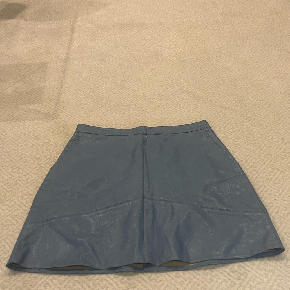 Light blue faux leather Zara mini skirt